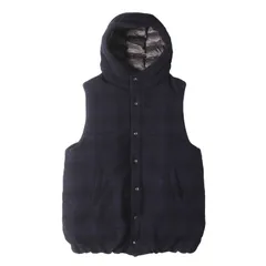【新品】RAKINES ラキネス ベスト ブルー ブラック サイズ:2 | 23AW チェック フーデッド ダウンベスト (Layer boucle Ballon down vest 10S23FW194V) | アウター ジャケット ブルゾン【メンズ】