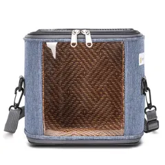 新品 Ifukens ペットキャリー 鳥 うさぎ キャリーバッグ 肩掛けハムスター おでかけハリネズミ ケージ夏用 通気性メッシュ透明窓付きハムスター キャリーケース 散歩モモンガ ポーチ持ち運び旅行通院防災移動用インコ キャリー 小動物用品(Sブルー)