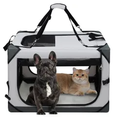 新品 Totoro ball 犬 キャリーケース 犬 猫 キャリーバッグ 折り畳み ソフトクレート 犬用クレート ロック付き 給水ボトルバンド付き 洗濯可能 小型犬 10kgまで『災害、簡易宿泊、アウトドア、病院、キャンプに大活躍！ 』 (M ライトグレー)