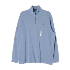 (新品) ポロ ラルフローレン ブルー ハーフジップアップ 長袖 Tシャツ XXL