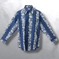 70s 80s ヴィンテージ  EAGLE 総柄シャツ レトロ 長袖　柄シャツ