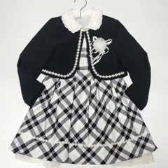 【極美品】hiromichi nakano　4点セット フォーマル ワンピース セットアップ　120cm　ブラック 黒色　チェック ラメ入り インナー付 レース　花柄　ボレロ ノースリーブワンピース 長袖ブラウス コサージュ　入学 卒業 卒園 発表会 イベント