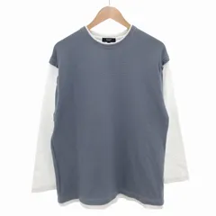 ビームスハート BEAMS HEART フェイクレイヤードTシャツ バイカラー 長袖 L 白 ホワイト 青 アイスブルー /FF ■GY14