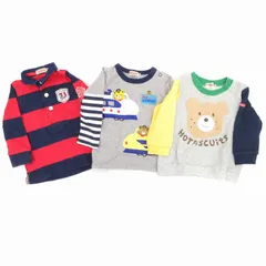 ミキハウス mikihouse 3点セット ベビー服 トレーナー ボーダー 80 赤 レッド グレー /JS ■GY14