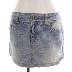 バーバリーブルーレーベル BURBERRY BLUE LABEL デニムスカート ミニ ロゴ刺繍 24 青 ライトブルー FX532-334-30 /YM