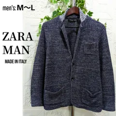 M～L■ZARA MAN ザラマン■ニット ジャケット■イタリア製■ネイビー系