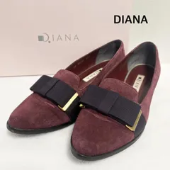 【日本製】 DIANA　ダイアナ　スエードリボン　ローヒールパンプス   23    ワインレッド　無地　カジュアル　秋冬　送料込み　6460013