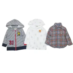 ミキハウス mikihouse ホットビスケッツ 3点セット 80cm 子ども服 ベビー 男の子 ジップパーカー リバーシブルシャツ 長袖 チェック ワッペン ロゴ 星 マルチカラー ■GY14