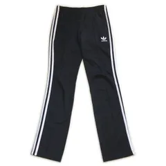 古着 adidas アディダス トラックパンツ トレフォイルロゴ 3ライン ブラック 90サイズ 259-247