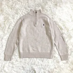 【美品✨】ラルフローレン　ハーフジップ　ニット　140　トップス　ジップアップ　RALPHLAUREN　ワンポイント刺繍　ロゴ刺繍　綿100%