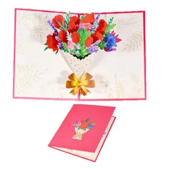 新品 立体バースデーカード 花 飛び出すメッセージカード 結婚 出産祝い グリーティングカード 多目的 母の日 カード 誕生日 ポップアップバースデーカード 大人 おしゃれ お誕生日 カード (Y-21)