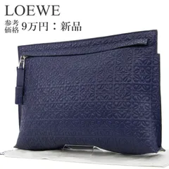 本物 送料無料 ロエベ クラッチバッグ 新品 セカンドバッグ メンズ レディース Tポーチ リピート 紺色 ネイビーブルー 人気 軽い 軽量 総柄 アナグラム ロゴ マーク 本革 レザー 綺麗 シルバー金具 ハイブランド おしゃれ 鞄 バック I261
