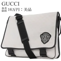 本物 送料無料 グッチ ショルダーバッグ クロスボディバッグ メッセンジャーバッグ メンズ レディース GGキャンバス 白 オフホワイト 黒 肩掛け 斜め掛け A4対応 通勤 クレスト ロゴ マーク 本革 レザー ハイブランド 鞄 バック 綺麗 I265
