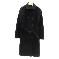 ジルスチュアート JILL STUART ピーコート Pコート ロング丈 ダブルボタン ウエストベルト付き ウール S 黒 ブラック /YK13のサムネイル