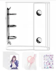 【新着商品】チャック付きボケット×2枚 下敷き×2枚】 【リフィル×20枚 PPシート バインダー カードポケット シール台紙 ミニ 手帳 プリ帳 A8 カードスリーブ 透明 透明シール帳 はがせる プラバン バインダー型ノート シール帳 女の子 コラージュノ