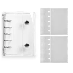 【新着商品】バインダー式 システム手帳 カードスリーブ20枚付属 PVC製 5穴 M5 リフィル対応 透明シール帳 手帳用 FANGCUU アクセサリー