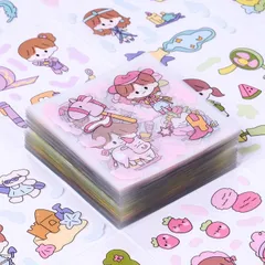 【在庫処分】女の子 100枚 シール かわいい フレークシール 人物 ステッカー 素材 手帳シール おしゃれ コラージュ 大量 (L)