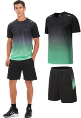 ランニングウェア ジャージ メンズ  スポーツウェア メンズ 2XL 半袖 夏服 上下セット Tシャツ ショートパンツ トレーニングウェア 部屋着 吸汗速乾 通気 R111