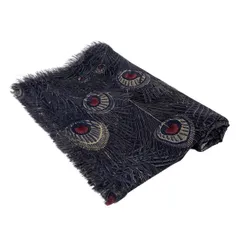 LIBERTY(リバティ) ストール(ショール)美品  - ネイビー×レッド×マルチ 総柄 ウール