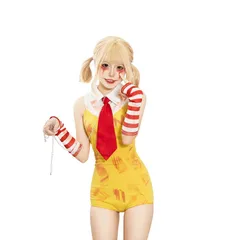 新品 [TUAHOUS] マクドナルド マック コスプレ衣装 豪華5セット（ジャンパー 手袋 足カバー 金属チェーン ネクタイ）道化女 仮装 変装 cosplay コスチューム 文化祭 学園祭 ハロウィン 舞台服 演出服 プレゼント 女性