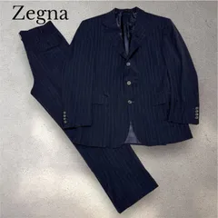 高級Ermenegildo Zegna生地使用 日本製 ネイビーストライプスーツ Y38R 細身シルエット2ボタンセットアップ 上質 ビジネス・就活・冠婚葬祭・学校行事にも◎ 春秋冬対応 大人の品格漂う一着 オンオフ兼用で便利 ゼニア