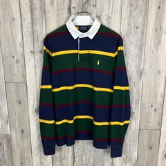 POLO RALPH LAUREN ポロ ラルフローレン 現行タグ QRコードタグ 長袖 ボーダー ポロシャツ メンズ M サイズ