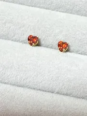 小ぶり　K18メッキ　サージカルステンレス　キュービックジルコニアAAAAA ハート　ピアス　つけっぱなしガーネット　4mm