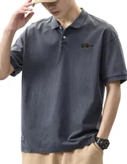 ポロシャツ メンズ 半袖 襟付き 吸汗速乾 Tシャツ ルーズ カジュアル シンプル トップス R114