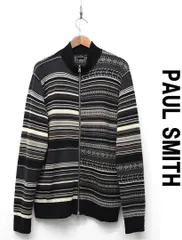 G522/美品 PAUL SMITH ニットブルゾン ボーダー ノルディック柄