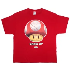 【XL】00s 海外限定 New スーパーマリオブラザーズ スーパーキノコ Tシャツ GROW UP