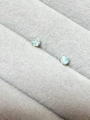 K18メッキ　宝石質アパタイトAAA ラウンドカットピアス（サージカルステンレス）