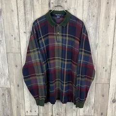 OLD NAUTICA 90s ノーティカ 長袖 チェック ポロシャツ メンズ L サイズ
