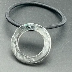 【新品】ヘアアクセサリー ヘアゴム １本 まる グレー シンプル 大きめ◆