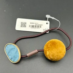 【新品】定価880円 ヘアアクセサリー ヘアゴム １本 球 まる ブルー×ゴールド◆