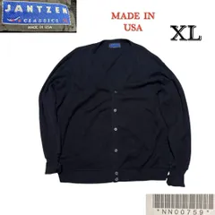 NN00759 USA製JANTZENジャンセン　無地アクリルカーディガン　パール編　XLのサムネイル