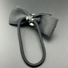 【新品】ヘアアクセサリー ヘアゴム リボン ブラック×ゴールド シンプル 大きめ キレイ◆