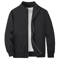 【新品】 [KEFITEVD] スウィングトップ メンズ 大きいサイズ ブルゾン 黒 ジャンパー 秋服 無地 アウター 防風 ジャケット 薄手 スタジャン ストリート ライトジャケット ブラック 3XL 1