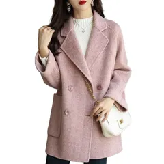 【新品】 チェスターコート レディース 厚手 ダブルブレスト アウター コート シンプル 無地 防寒 大きいサイズ あったか 無地 ハーフ丈 ピーコート 春 秋 冬 JET302 1