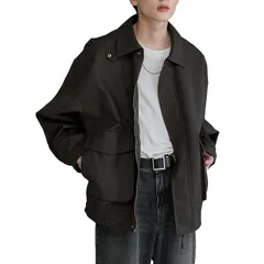 【新品】 [ウィゴー] 男女兼用 エコレザー 2WAY フライトジャケット BIG アウター ブルゾン ジャケット 服 秋服 冬服 オーバーサイズ シンプル カジュアル ギフト プレゼント 春 秋 冬 メンズ S ブラウン 1