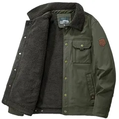 【新品】 [ｉｎｏｔｅｎｋａ] ジャケット メンズ 冬 ボアジャケット ボアブルゾン フリースジャケット ジャンパー アウター 裏起毛 もこもこ 防寒 厚手 暖かい 防風 無地 大きいサイズ(5XL ミリタリーグリーン) 0