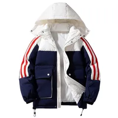 【新品】 [Ｋａｙｉｙａｓｕ] ダウンジャケット メンズ オシャレ ダウン 冬服 カジュアル 厚手ジャケット 45kgー100kg 大きいサイズ 防寒着 フード付き アウター アウトウェア 暖かい 通学 キャンプ 登山(L ダークブルー) 1