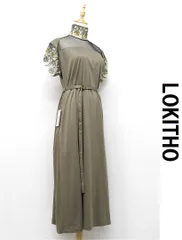 D503/未使用 LOKITHO エンブロイネックスリーブドレス 花柄 刺繍