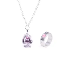 新品 指輪 Gem ネックレス Soul ピンクセット ソウルストーン コスプレ まどか 小物 かなめ グッズ 鹿目まどか 撮影用 魔法少女まどか☆マギカ 記念品 [Sizuuenn] プレゼント