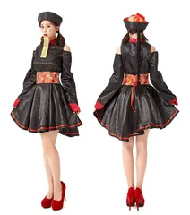 新品 キョンシー コスプレ ハロウィン 仮装 コスチューム 大人 レディース 女性 4点セット （タトゥーシール付 フリーサイズ)