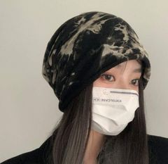 帽子レディース ビーニー タイダイ柄 おしゃれ カッコイイ 黒  モード系
