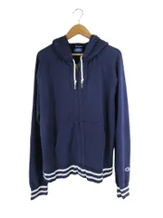 チャンピオン CHAMPION パーカー ジップアップ 長袖 薄手 ロゴ プリント ワンポイント 刺繍 リブライン Lサイズ ネイビー QQQ