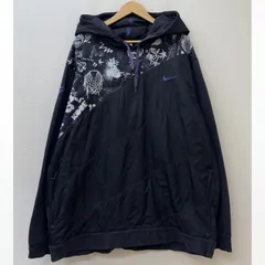 NIKE ナイキ パーカー 長袖 319157-010 ナイロン スウェット コンビ プルオーバー フーディ 長袖 パーカー 黒 ブラック ビッグサイズ