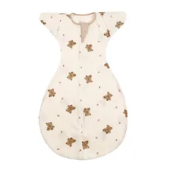 新品 enne. 手が出る おくるみ ベビー スワドル 新生児 赤ちゃん コットン メッシュ 接触冷感 スリーパー 夏 通年 モロー反射 (ベアーコットンメッシュ S)