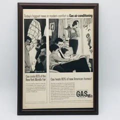 ビンテージ 広告　ポスター 　『 ガスエアコン 』 1960's　オリジナル　額付 アメリカ　当時物　輸入雑貨　ヴィンテージ　アドバタイジング　レトロ　390mm × 283mm  ( AZ678 )