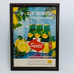 ビンテージ 広告　ポスター 　『 スクワートレモン 』 1960's　オリジナル　額付 アメリカ　当時物　輸入雑貨　ヴィンテージ　アドバタイジング　レトロ　390mm × 283mm  ( AZ834 )